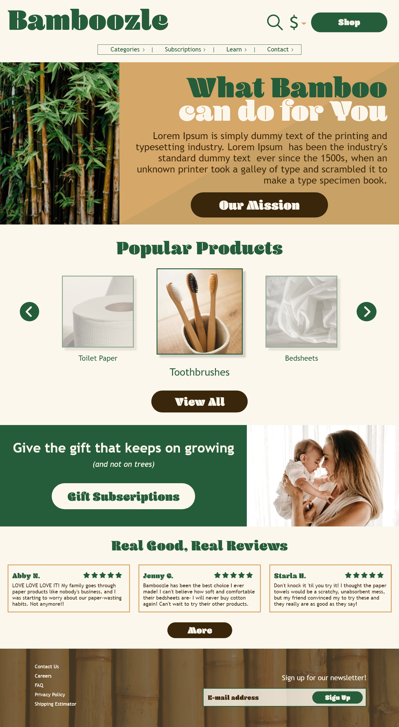 Landing page for Bamboozle