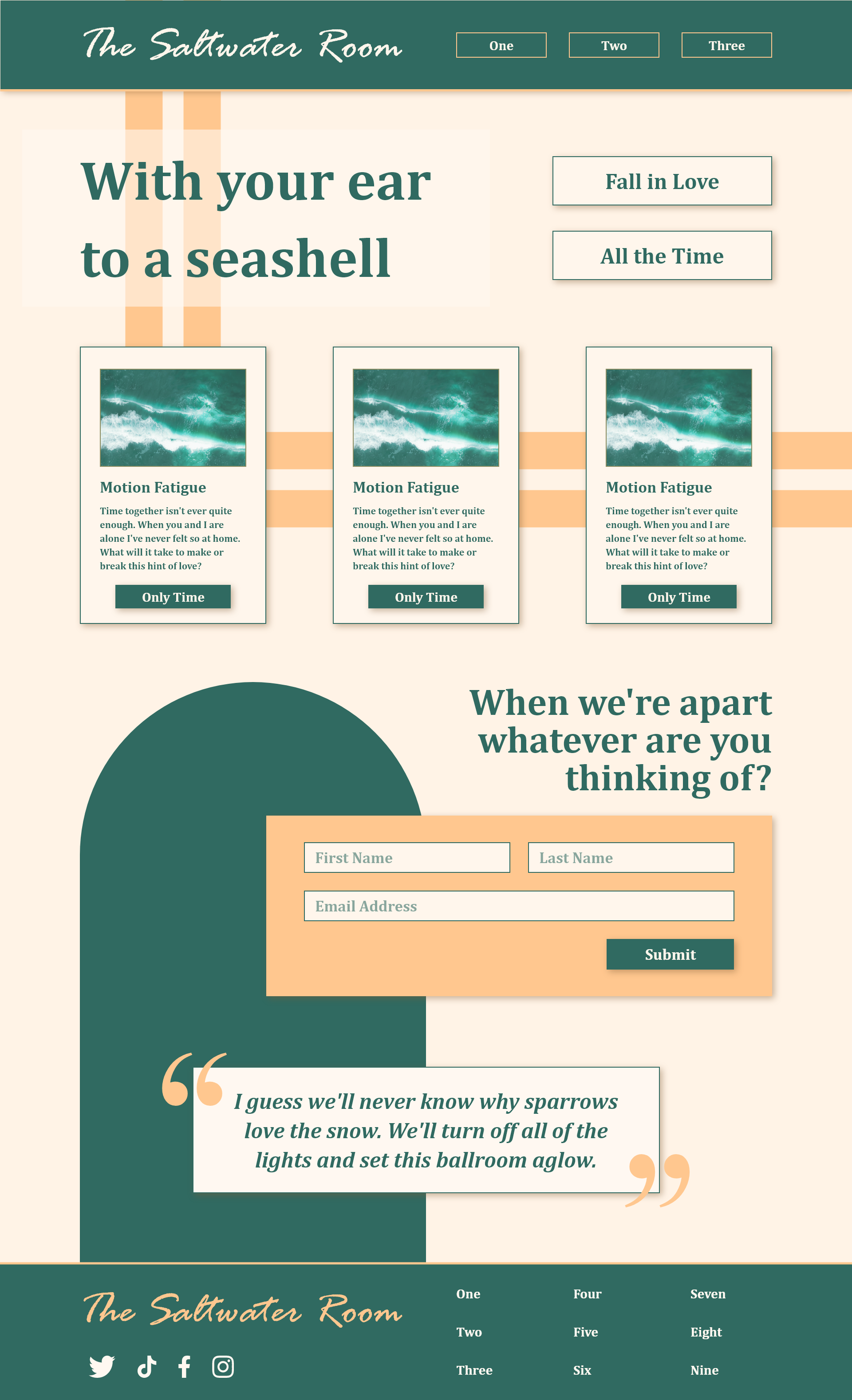 Landing page for The Saltwater Room