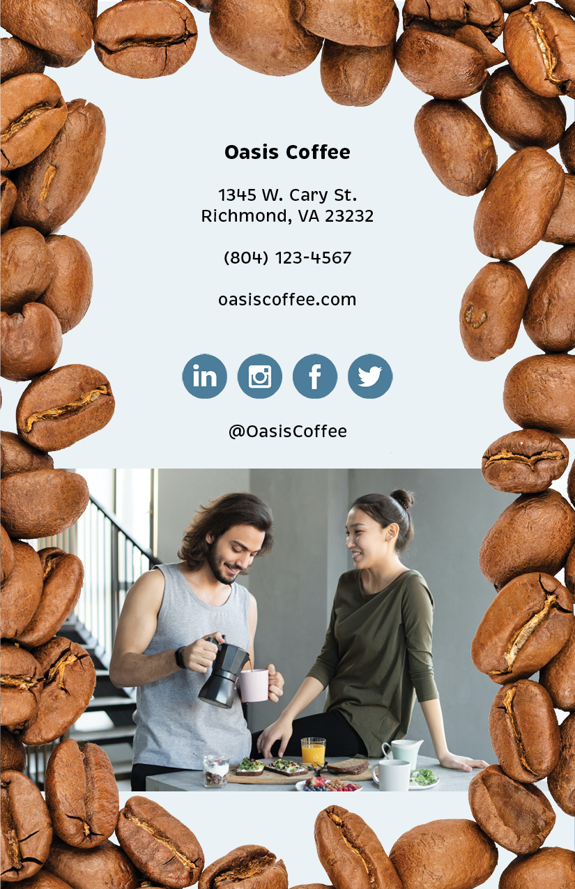 Page from the Oasis Coffee promotional booklet